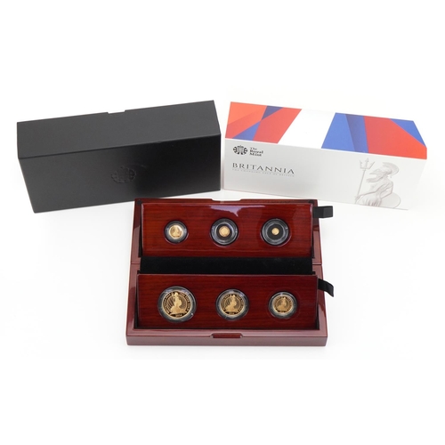 3586 - 2014 Britannia Premium six coin gold proof set by The Royal Mint with box and booklet - Changing Fac... 