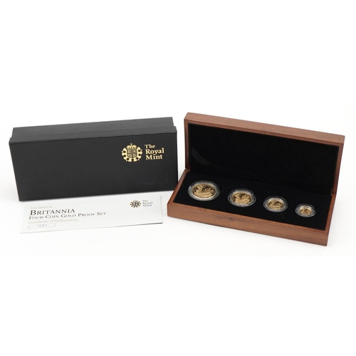 3587 - 2009 Britannia four coin gold proof set by The Royal Mint with box and certificate, limited edition ... 