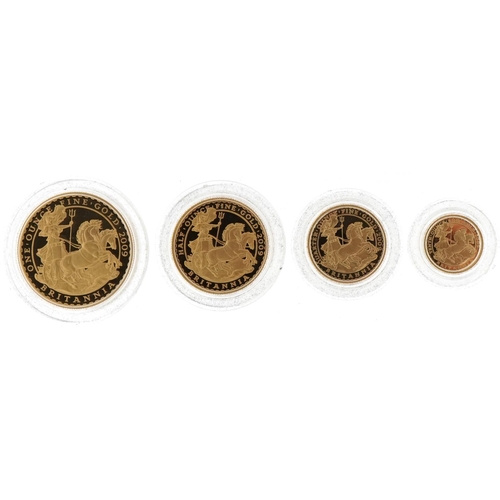 3587 - 2009 Britannia four coin gold proof set by The Royal Mint with box and certificate, limited edition ... 