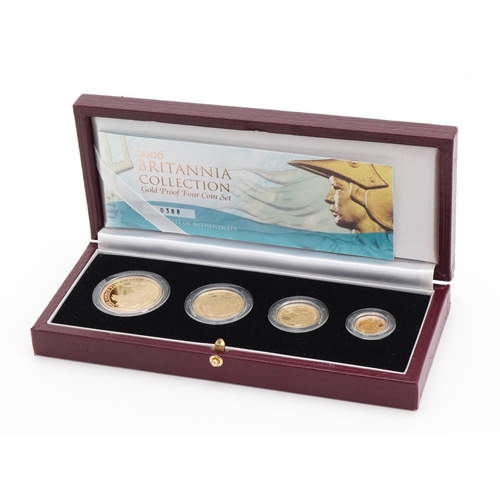 3588 - 2006 Britannia gold proof four coin set by The Royal Mint with box and certificate, limited edition ... 