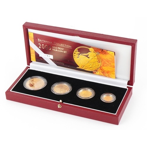 3591 - 2005 Britannia Collection four coin gold proof set by The Royal Mint with box and certificate number... 