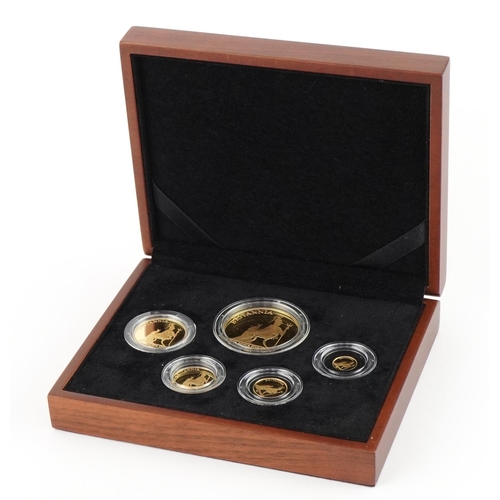 3592 - 2013 Britannia five coin gold proof set by The Royal Mint with box and certificate numbered 221, tot... 