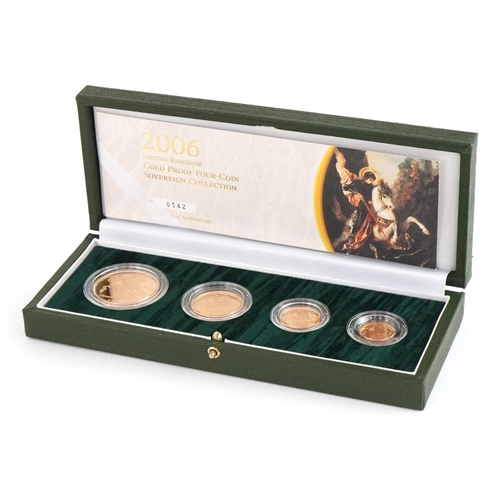 3602 - 2006 gold proof four coin sovereign collection by The Royal Mint with box and certificate numbered 0... 