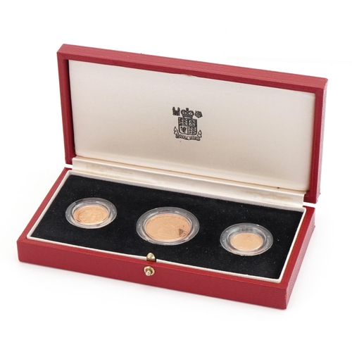 3604 - 500th Anniversary of gold proof sovereign three coin set by The Royal Mint with box and certificate ... 