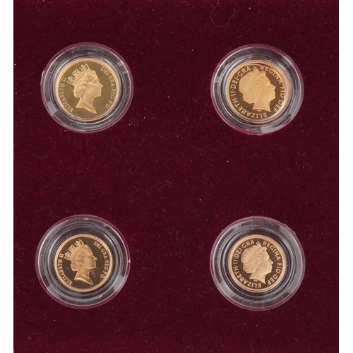 3607 - Queen Elizabeth Royal Portrait gold sovereign and half sovereign seven coin collection by The Royal ... 