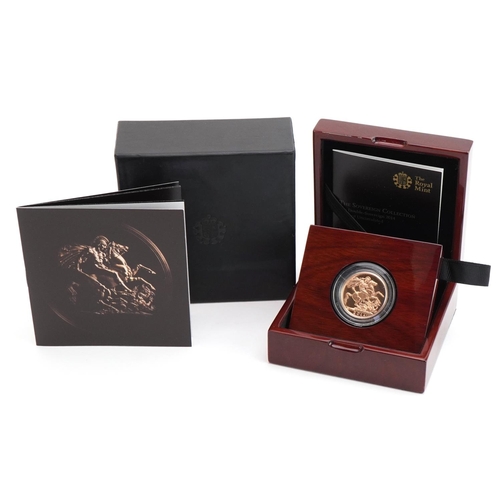 3616 - 2014 gold double sovereign by The Royal Mint with box and booklet, 15.9g