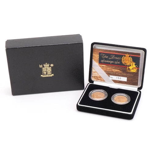 3617 - 1872 The Douro gold sovereign two coin set by The Royal Mint with box and certificate numbered 150, ... 