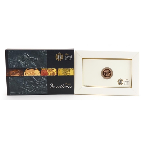 3619 - 2010 gold half sovereign with box by The Royal Mint, 3.99g