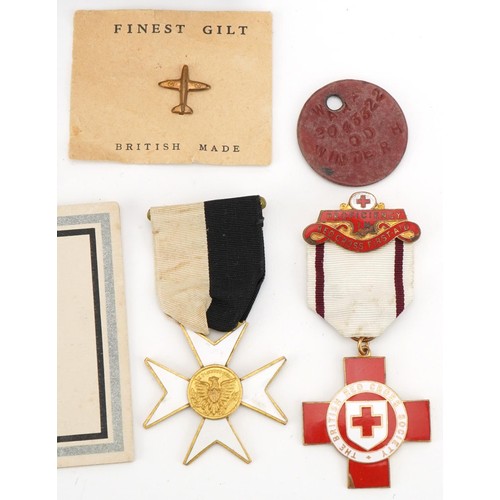 2679 - Militaria including Royal Engineers trench art matchbox case, British Red Cross medal and ammunition... 