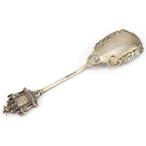 444 - Levi & Salaman, George V Joiners & Ceilers silver and enamel souvenir spoon, London 1910