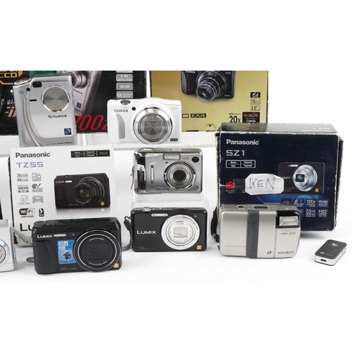 1484 - Eight digital cameras, some with boxes, including Fujifilm Finepix Z70, Panasonic Lumix TZ55, Fujifi... 