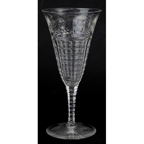 614 - Pair of cut glass decanters together with a small collection of wine glasses