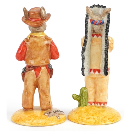 505 - Pair of Royal Doulton Bunnykins figures comprising Indian Bunnykins DB202 and Cowboy Bunnykins DB201... 