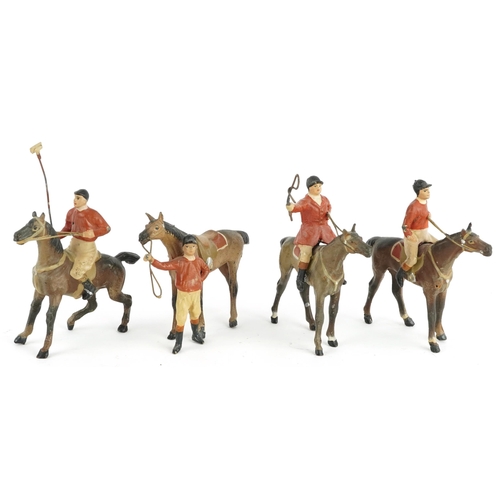 2003 - Four Heyde 56mm jockeys and horses including Polo Player and Huntsman