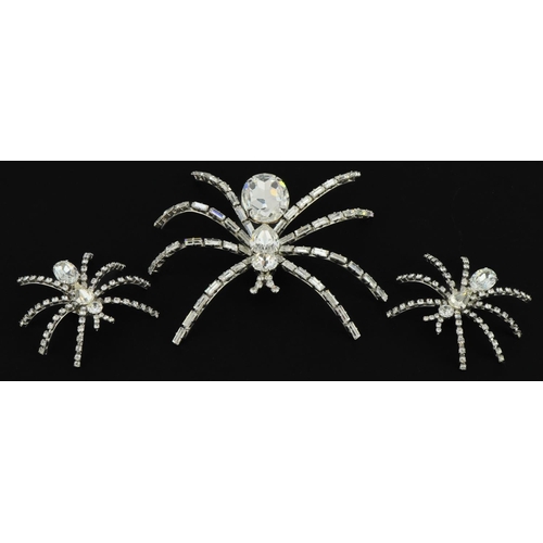 3371 - Large vintage German spider brooch and matching earrings, the brooch marked C'est Bien, the largest ... 