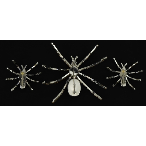 3371 - Large vintage German spider brooch and matching earrings, the brooch marked C'est Bien, the largest ... 