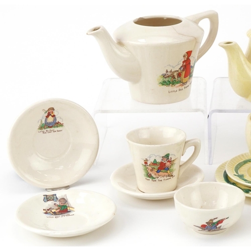 1232 - Early 20th century childs porcelain teaware including some pieces with various nursery rhymes includ... 