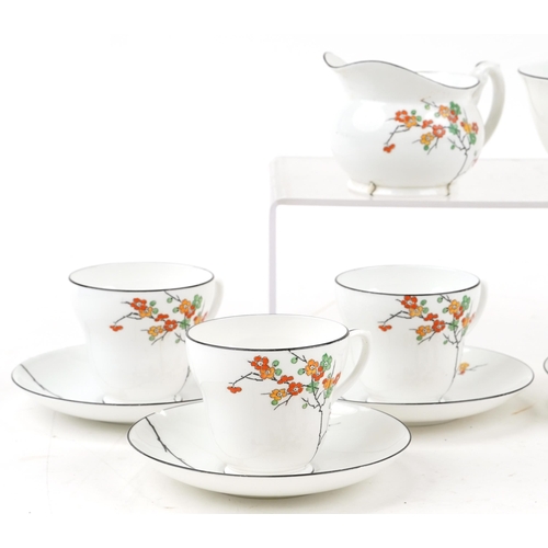 551 - Foley China Art Deco part tea set, hand painted with flowers, Pattern V 376