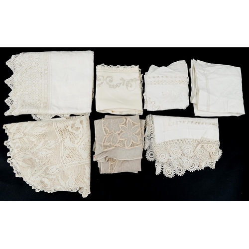 1458 - Collection of crocheted and lace tablecloths