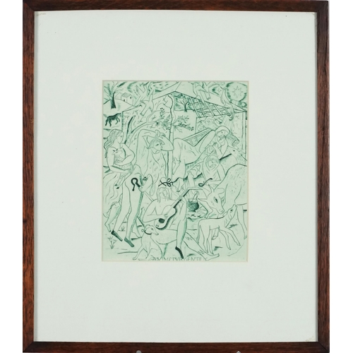 3590 - David Jones - Two wood engravings together with a drypoint engraving, each framed, the largest 35cm ... 