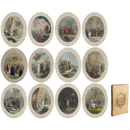 3589 - Paul Jerrard - Shakespearian tableaux, circa 1850, twelve coloured plates together with the original... 