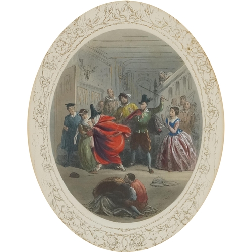 3589 - Paul Jerrard - Shakespearian tableaux, circa 1850, twelve coloured plates together with the original... 