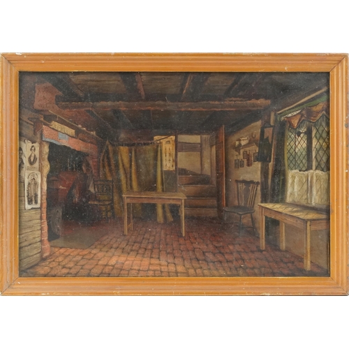 3617 - Interior scene, 19th century British School oil on canvas, gilt framed, 52cm x 34cm