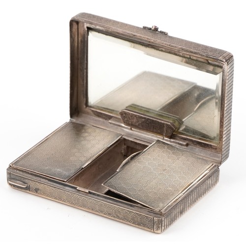 6 - Continental silver ladies travelling vanity case with hinged compartments and mirrored interior, 925... 