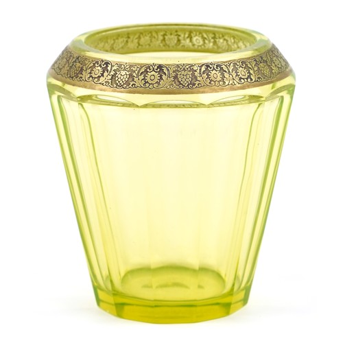 14 - Moser Bohemian uranium glass vase, marked to base 'Made in Cechoslovakia Moser Karlsbad', 14cm high