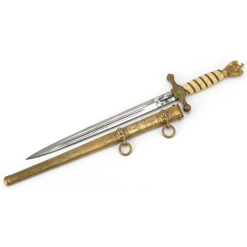 2719 - German military interest Nazi style dagger and scabbard, 41cm in length