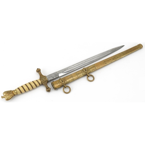 2719 - German military interest Nazi style dagger and scabbard, 41cm in length