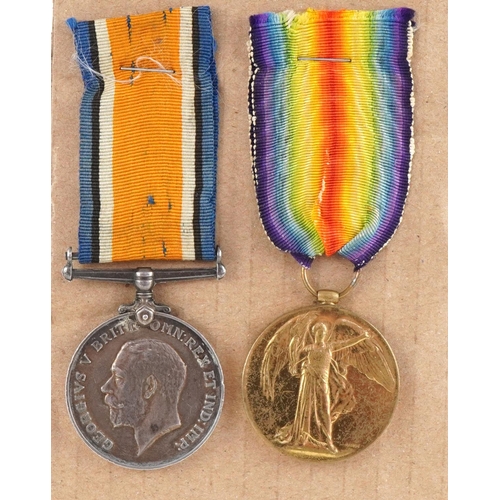 2498 - British military World War I medal pair awarded to 302453.3.A.M.S.C.GRIMLEY.R.A.F