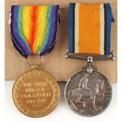 2498 - British military World War I medal pair awarded to 302453.3.A.M.S.C.GRIMLEY.R.A.F