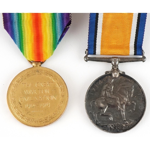 2496 - British military World War I medal pair awarded to 121744 PTE.C .HAWKES R.A.M.C