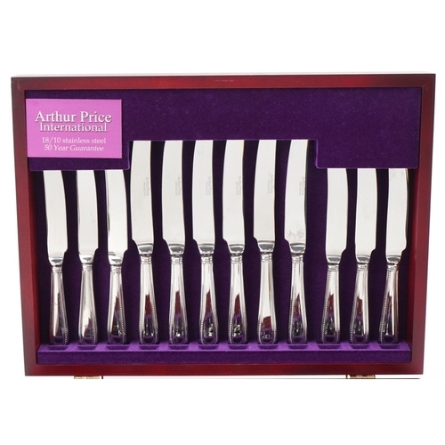 535 - Arthur Price International six place canteen of stainless steel cutlery, 40cm wide