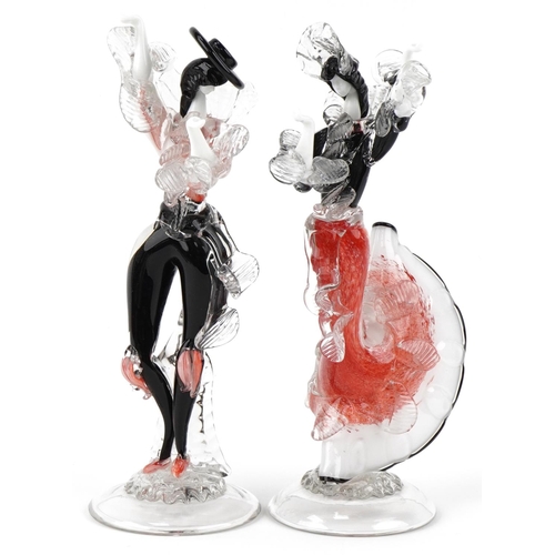 20 - Pair of Venetian Murano glass figures Flamenco dancers, 37cm high