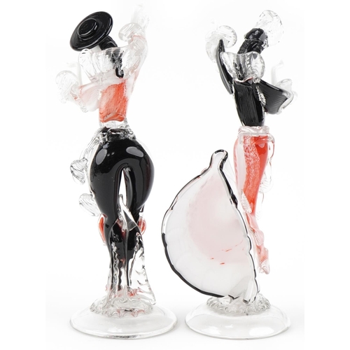 20 - Pair of Venetian Murano glass figures Flamenco dancers, 37cm high