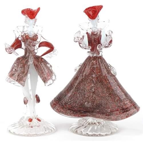 21 - Pair of Venetian Murano glass figures of a lady and gentleman, 27cm high