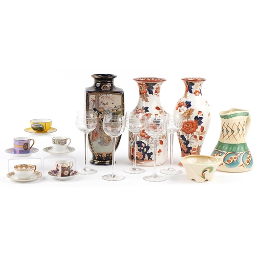 1130 - Small collection of decorative ceramics including five cups and saucers, three vases, two jugs and s... 