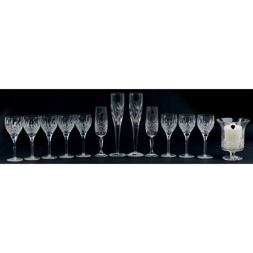 528 - Cut crystal comprising set of eight Waterford Crystal glasses, pair of Waterford Crystal glasses by ... 