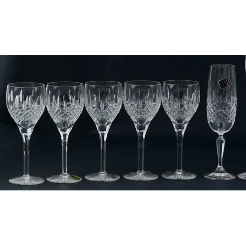 528 - Cut crystal comprising set of eight Waterford Crystal glasses, pair of Waterford Crystal glasses by ... 