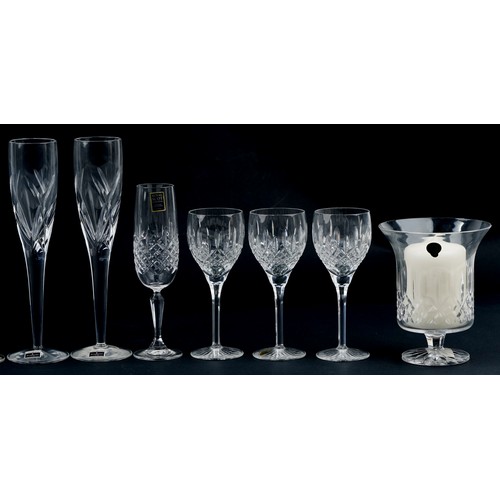 528 - Cut crystal comprising set of eight Waterford Crystal glasses, pair of Waterford Crystal glasses by ... 