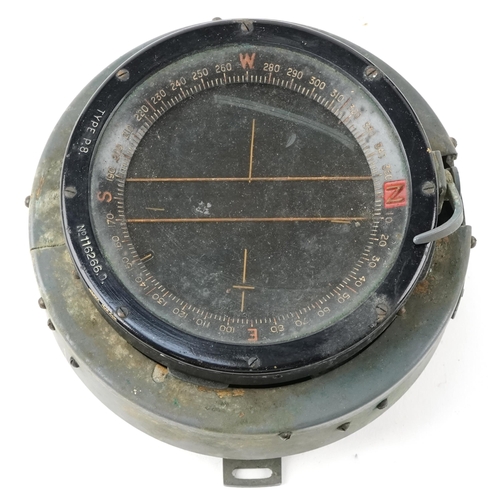 2623 - Military interest Spitfire/Hurricane compass with case and a marking gauge with impressed marks, the... 