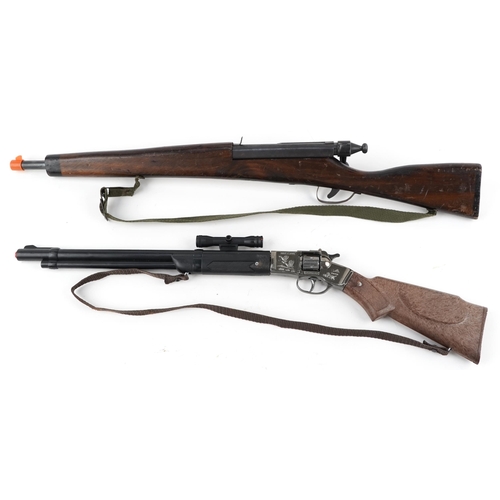 2030 - Two vintage child's toy guns including an American bolt action rifle, the largest 71cm in length