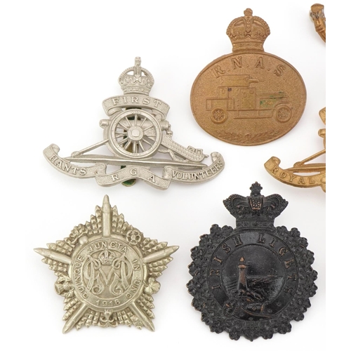 2560 - Ten military interest cap badges including 1st Voluntary Battalion Lincolnshire, West Riding Royal H... 