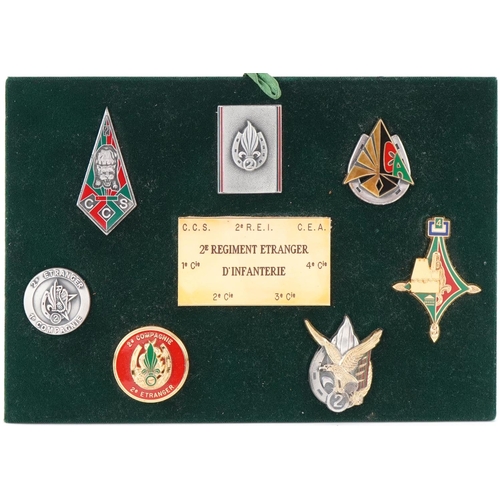 2569 - French military Foreign Legion 2nd Regiment set of seven badges housed in a fitted case