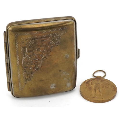 2506 - Victorian plated cigarette case with engraved decoration and A Great War for Civilisation 1914-1919 ... 