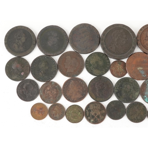 2109 - 18th century and later copper and bronze coinage, mainly British, including Cartwheel twopence piece... 