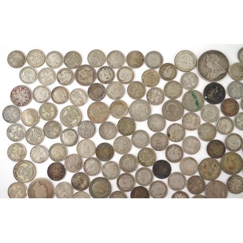 2096 - 19th century and later silver coinage including Victorian half crown, sixpences and threepence piece... 