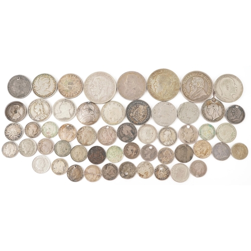 2110 - 19th century and later British and continental silver coins including half crowns, shillings and Sou... 